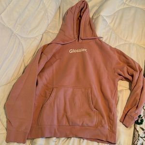 Glossier pink hoodie size M